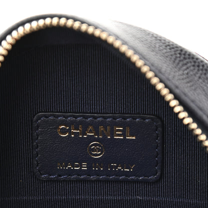 Chanel Caviar Quilted Round Clutch With Chain Navy 6 of 10