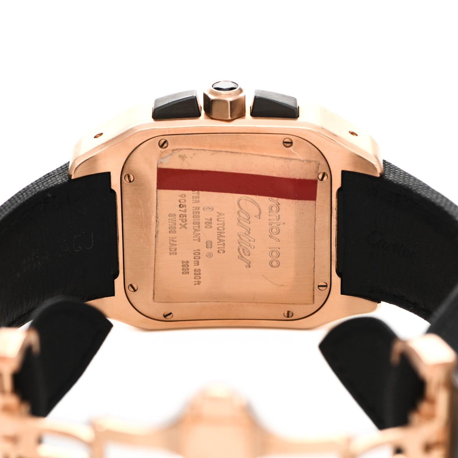 Cartier 18K Pink Gold Nylon 41mm Santos 100 Chronograph Automatic Watch Black 4 of 6