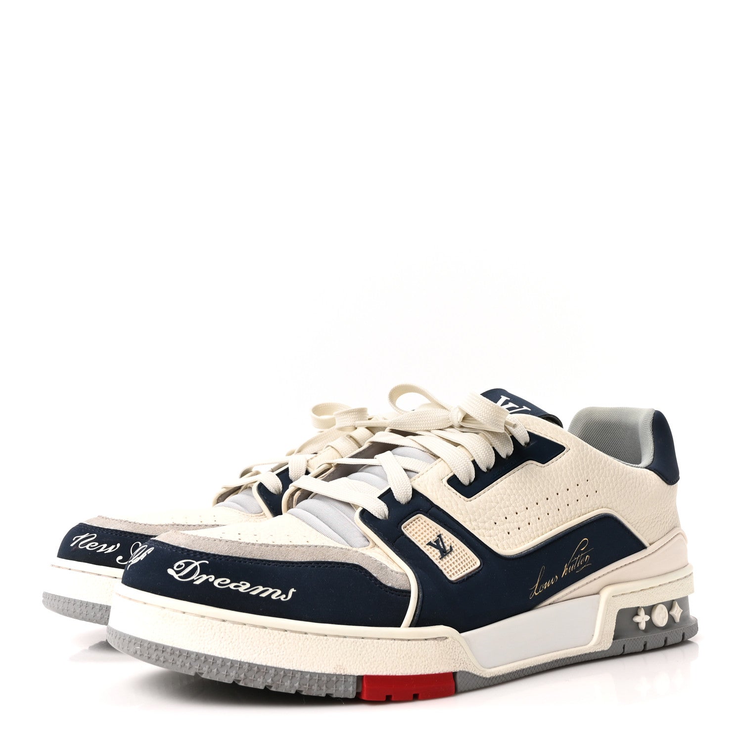 Louis Vuitton Calfskin Mens New York City of Dreams LV Trainer Maxi Sneakers 11 White Navy 4 of 10