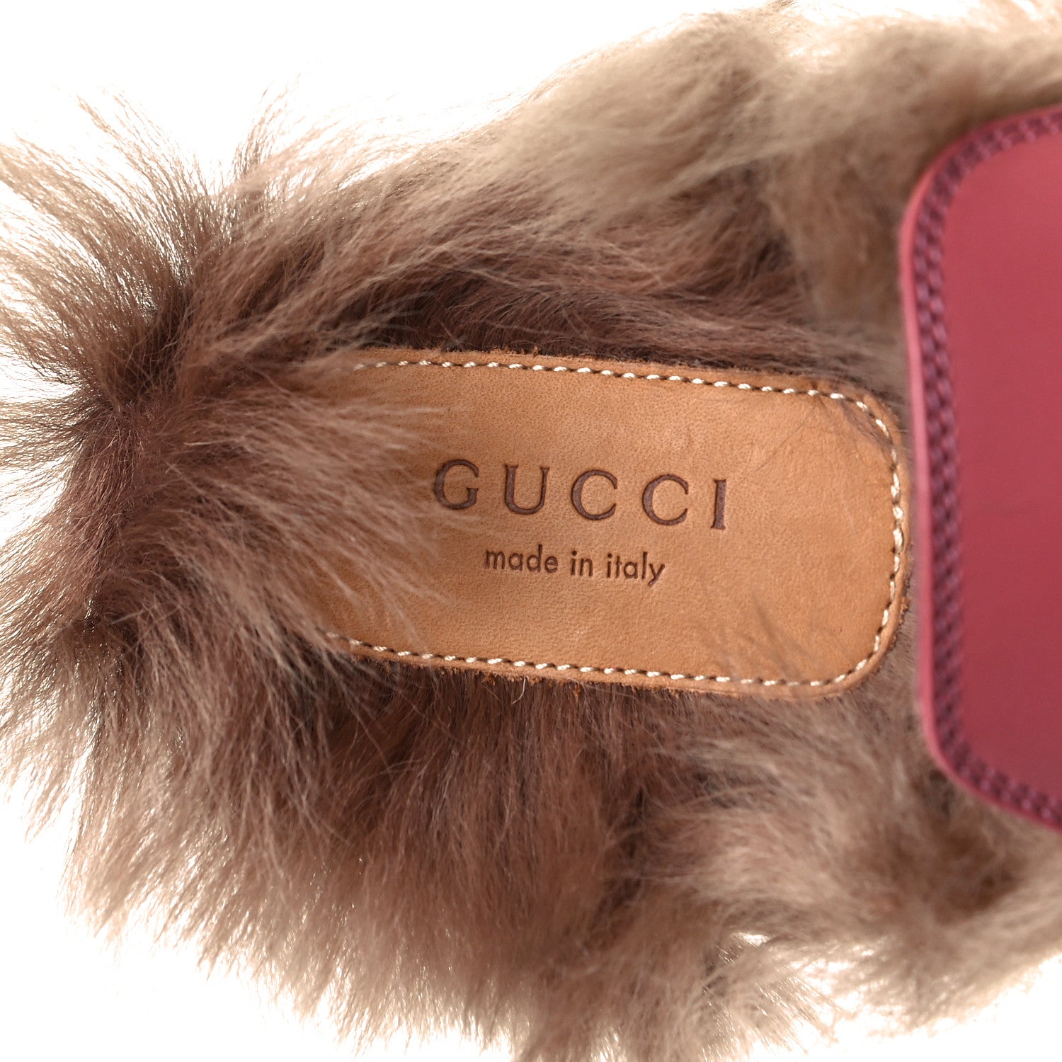 Gucci Calfskin Fur Womens Princetown Slippers 35 Lipstick Rose Natural 6 of 9