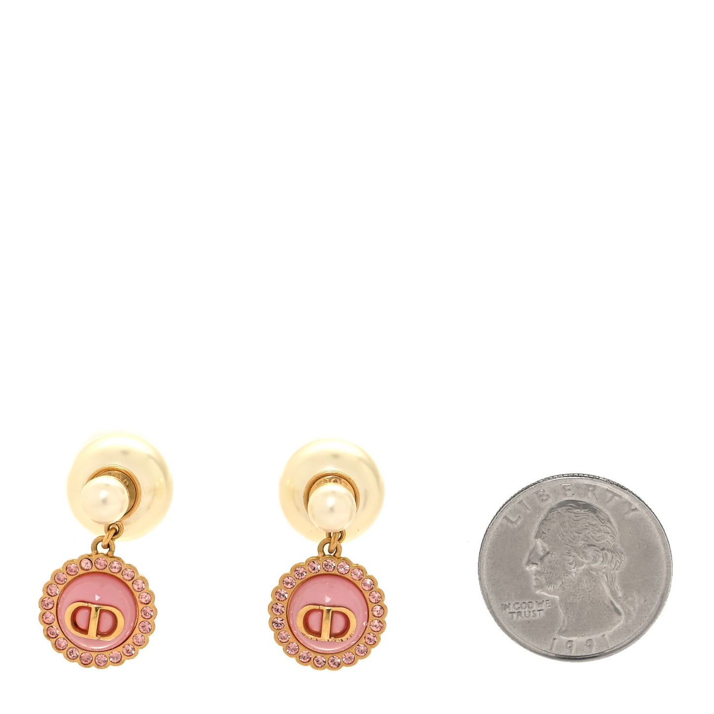 Resin Pearl Glass Logo Tribales Earrings Gold Pink