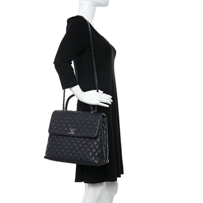 Chanel Caviar Quilted Large Coco Handle Flap Navy 2 of 12