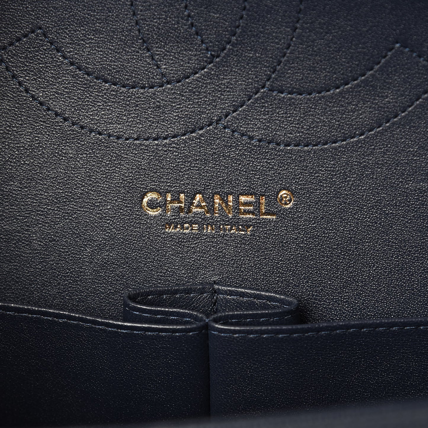 Caviar Quilted Jumbo Double Flap Navy Blue