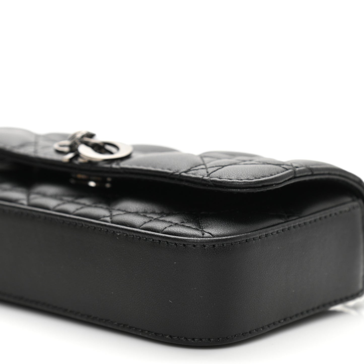 Lambskin Cannage Dior Talk Phone Pouch Black
