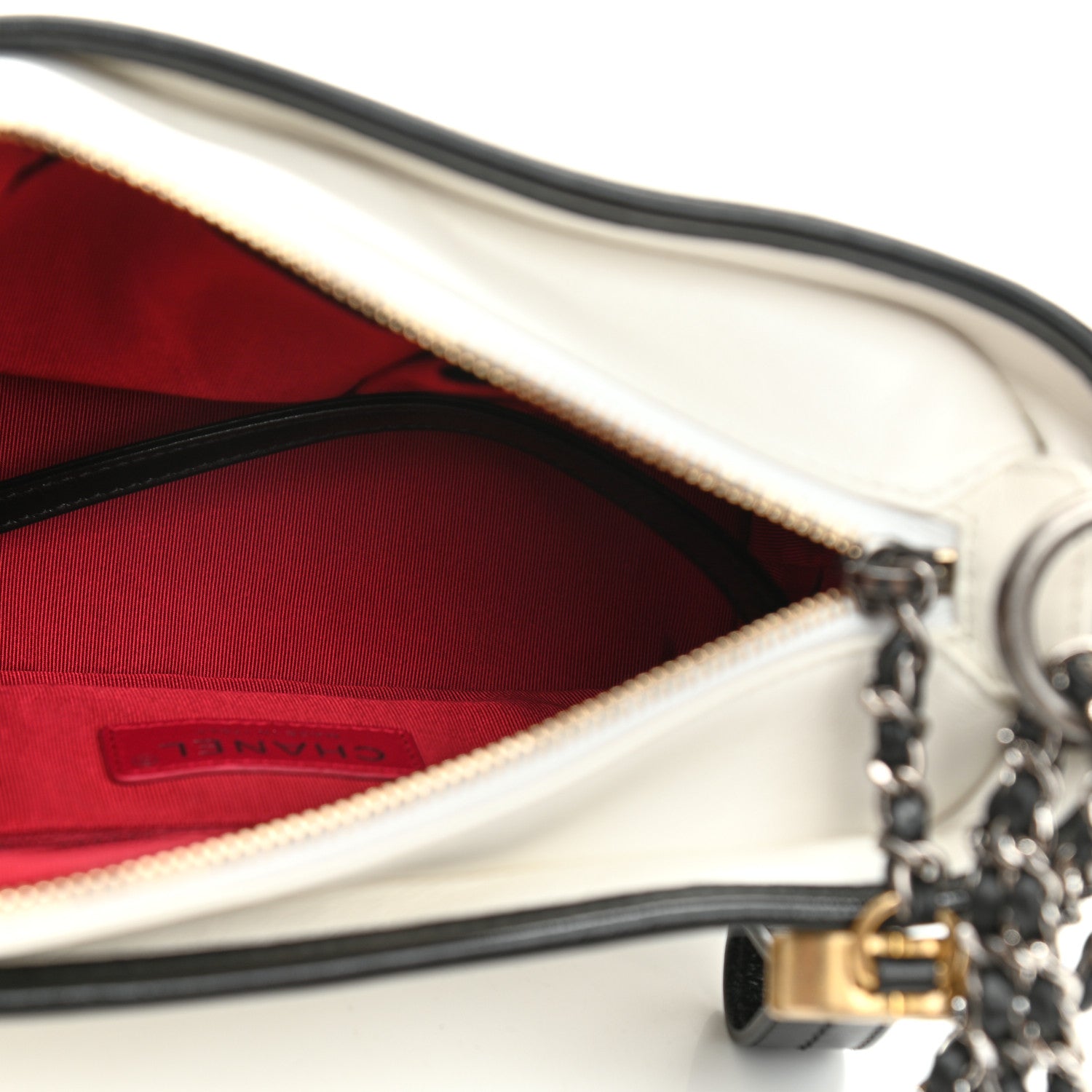 Chanel Aged Calfskin Quilted Small Gabrielle Hobo Black White 5 of 8
