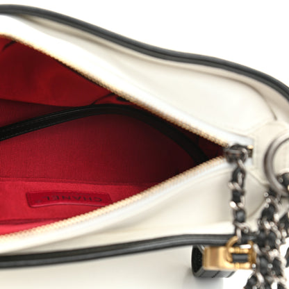 Chanel Aged Calfskin Quilted Small Gabrielle Hobo Black White 5 of 8