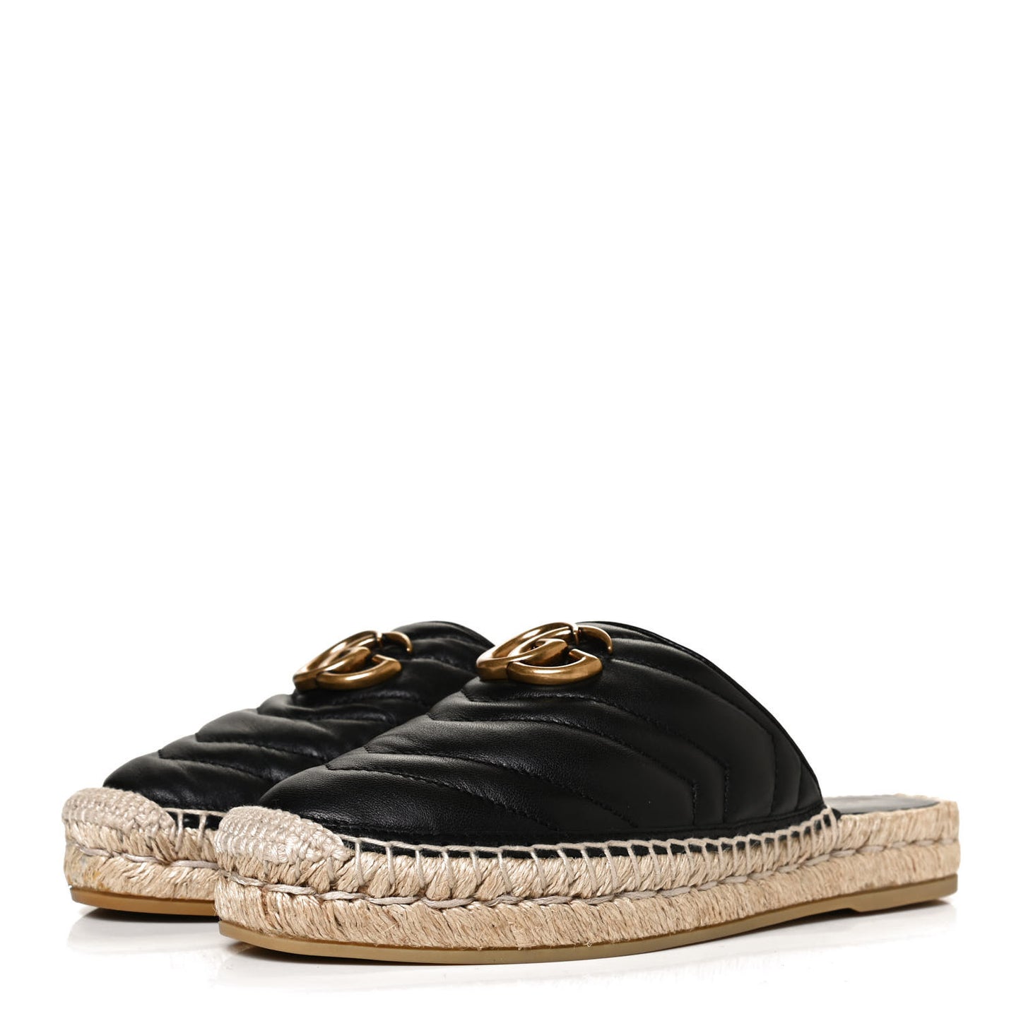 Nappa Matelasse GG Marmont Espadrille Slippers 36.5 Black
