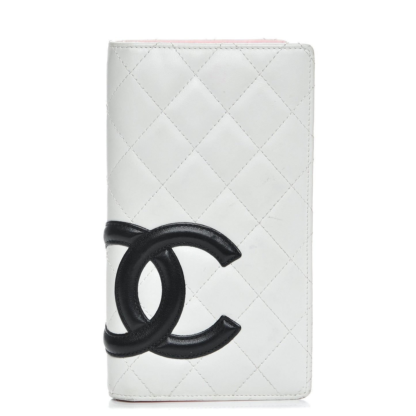 Calfskin Quilted Cambon Yen Wallet White Black