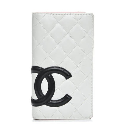 Chanel Calfskin Quilted Cambon Yen Wallet White Black 1 of 9
