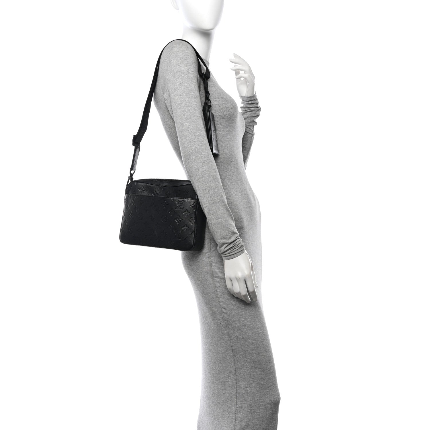 Louis Vuitton Calfskin Monogram Shadow Duo Messenger Black 2 of 9