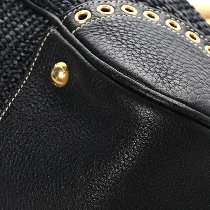 Prada Paglia Vitello Daino Frame Satchel Black 10 of 10