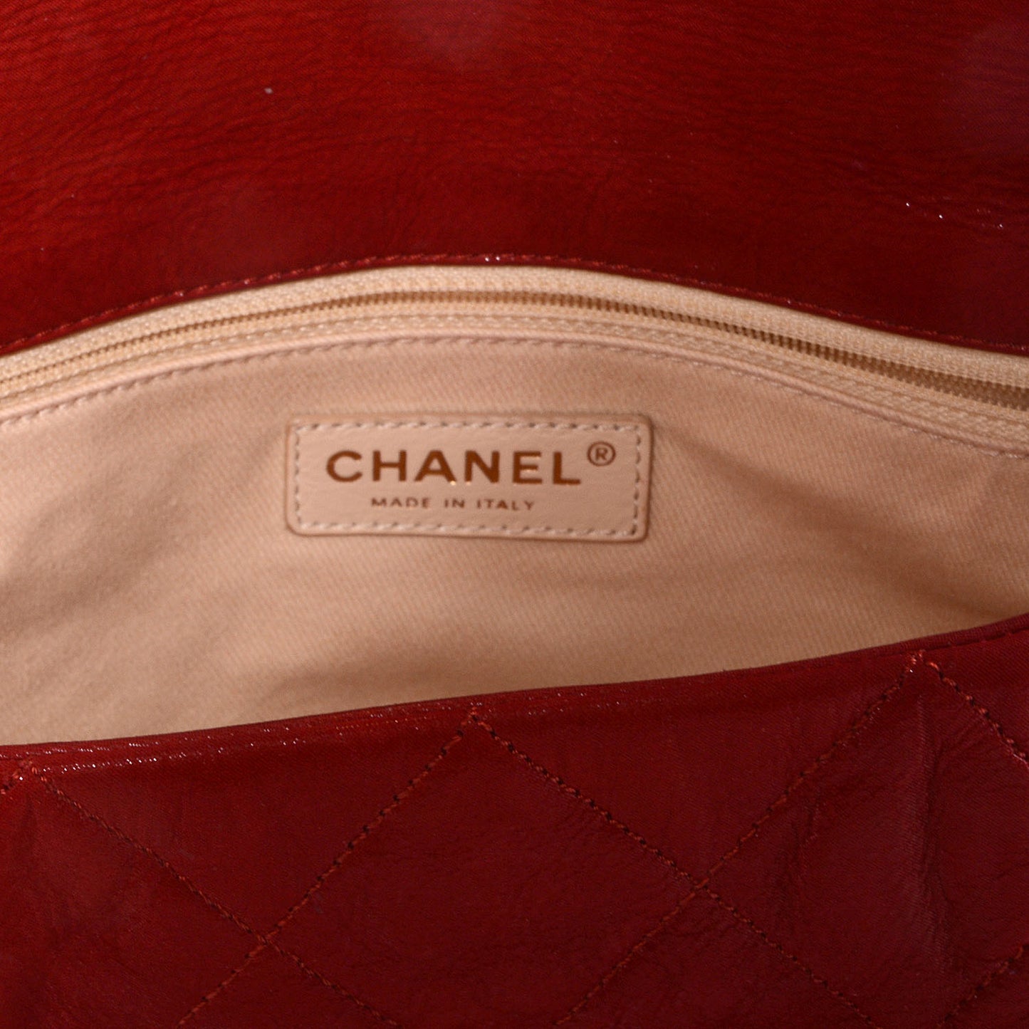 Iridescent Calfskin Chic Quilt Flap Red