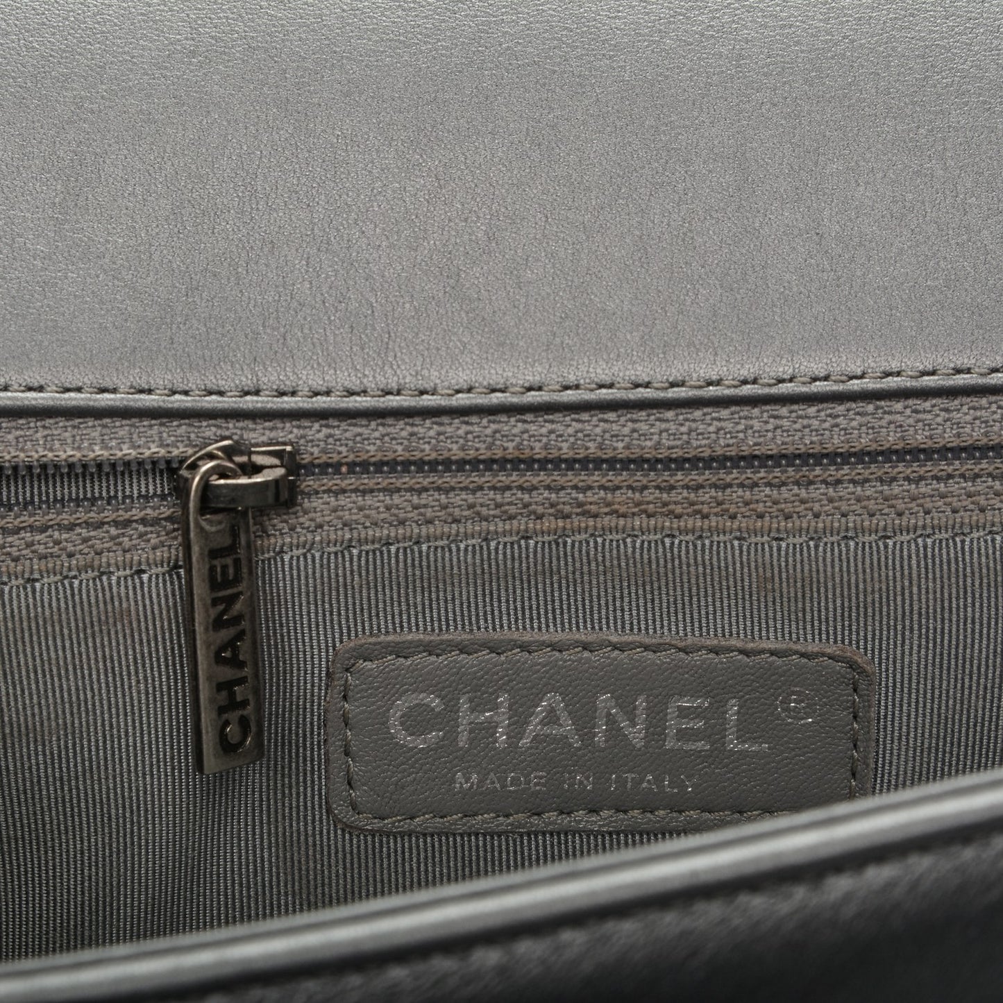 Calfskin Quilted New Medium Boy Flap Grey