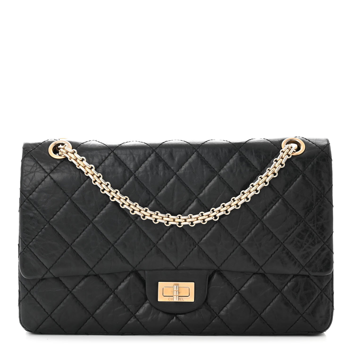 Chanel Aged Calfskin Quilted 50th Anniversary 2.55 Reissue 226 Flap Black 1 of 12