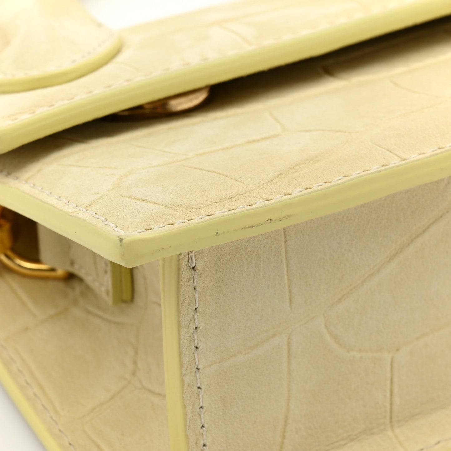 Calfskin Crocodile Embossed Le Chiquito Long Pale Yellow