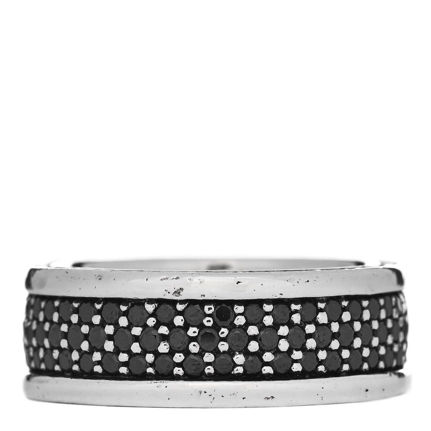 Sterling Silver Black Diamond Streamline Three-Row Band Ring 64 10.75