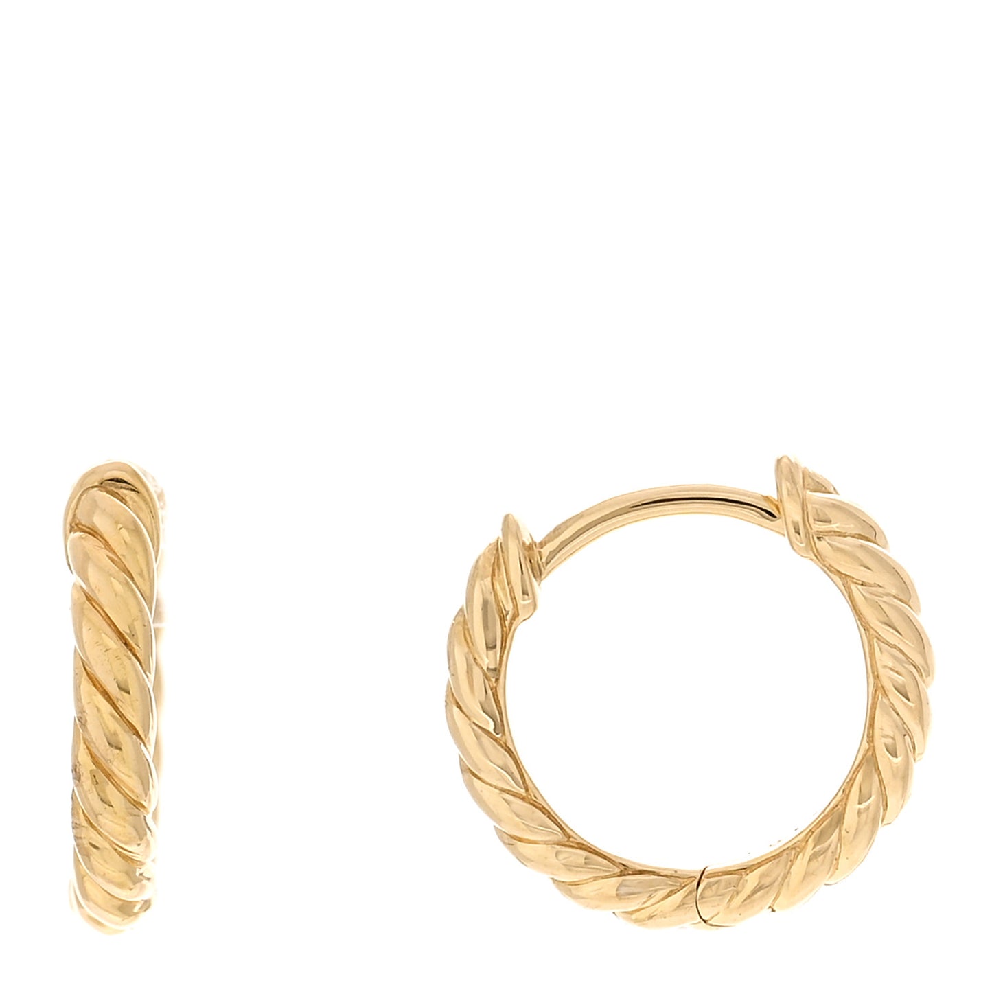 18K Yellow Gold Sculpted Cable Huggie Hoop Earrings