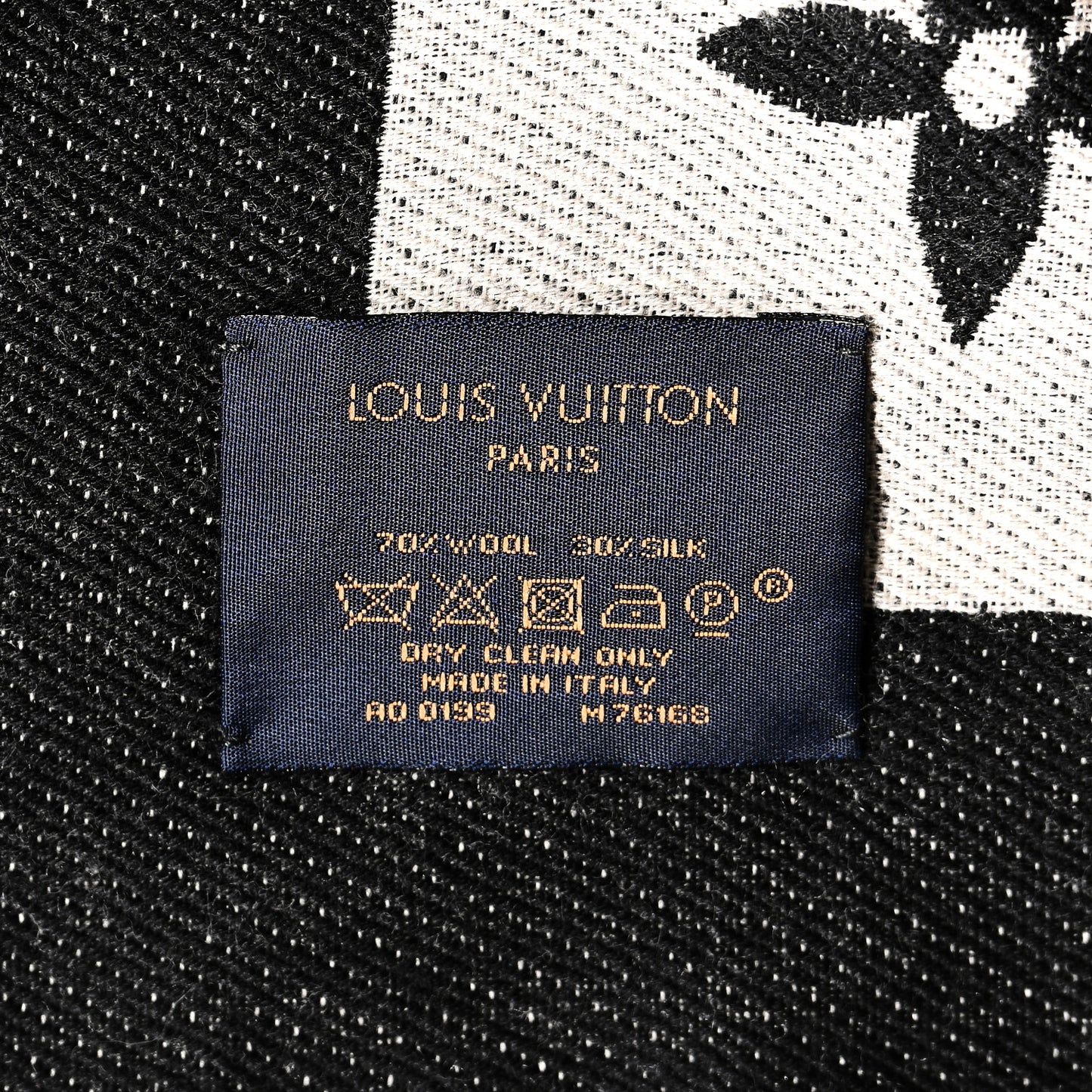 Silk Wool Monogram Miss LV Stole Black