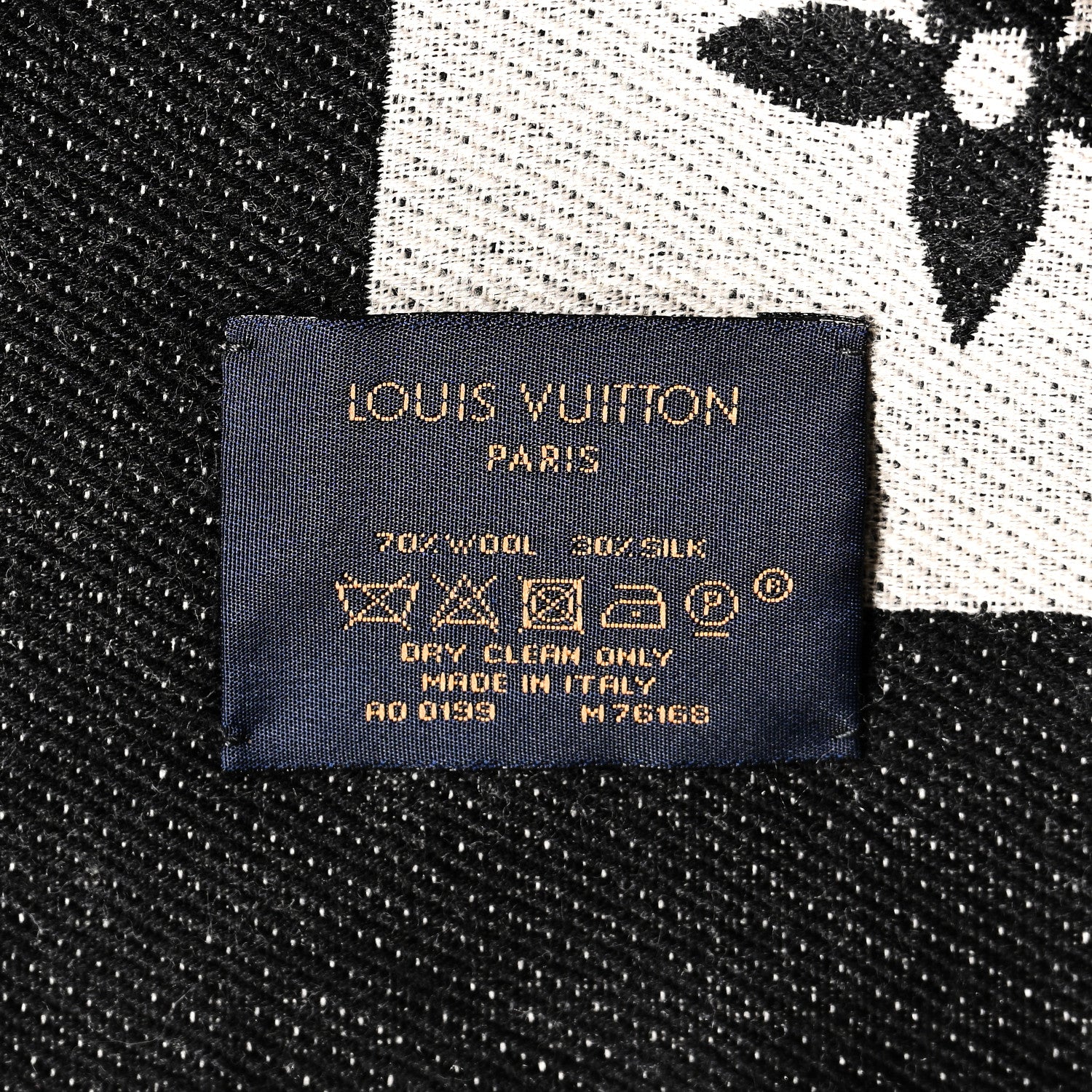 Louis Vuitton Silk Wool Monogram Miss LV Stole Black 3 of 3