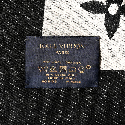 Louis Vuitton Silk Wool Monogram Miss LV Stole Black 3 of 3