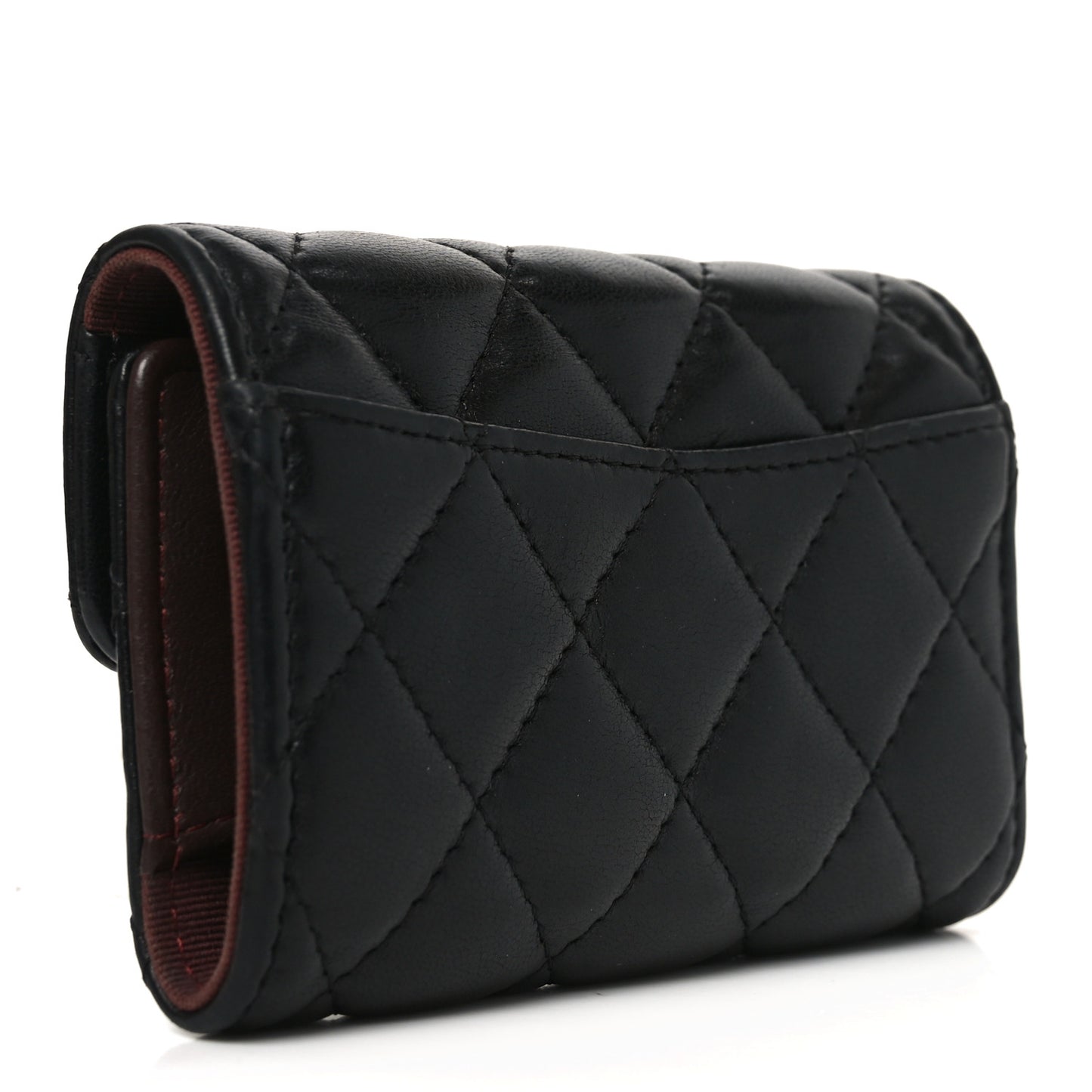 Lambskin Quilted 4 Key Holder Black