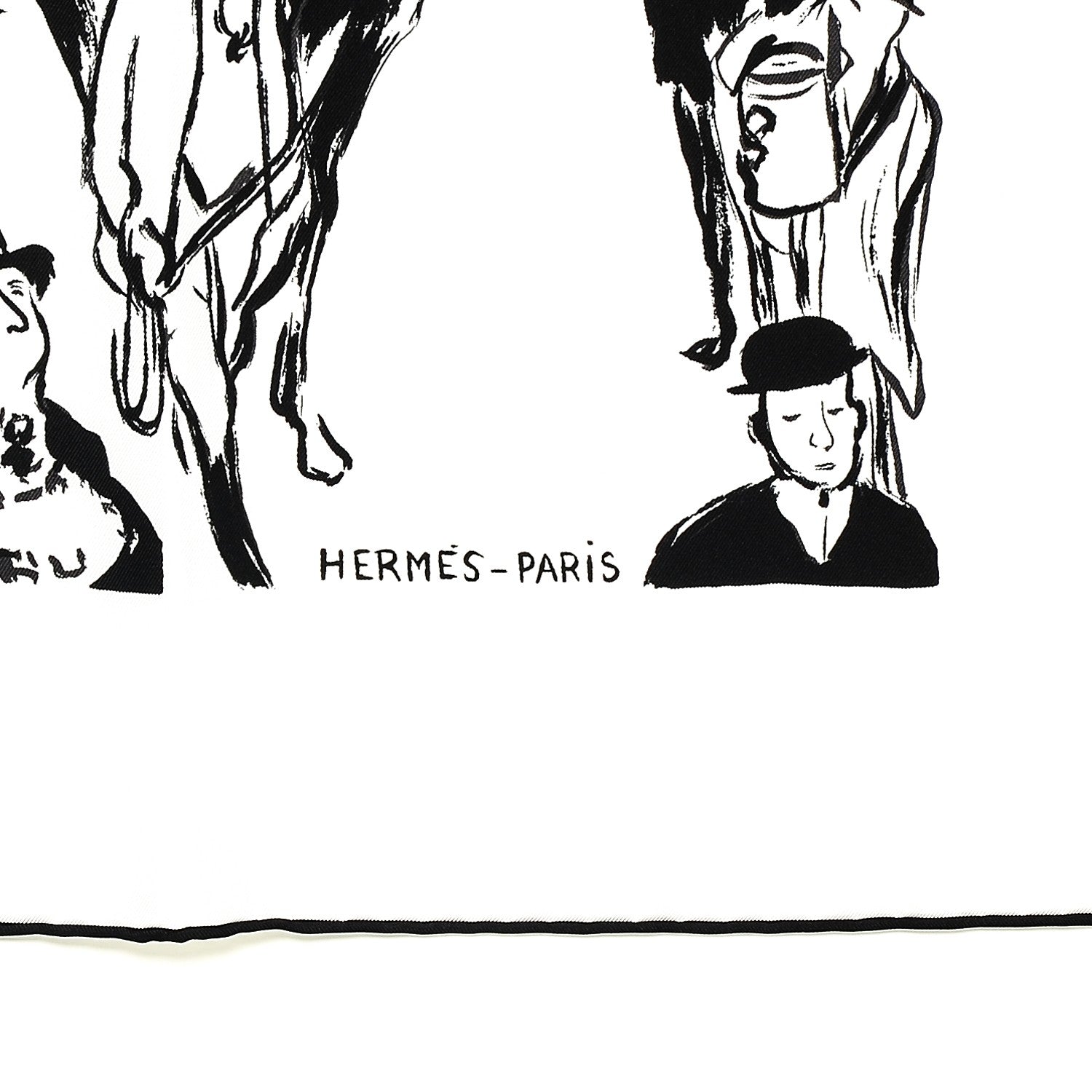 Hermes Silk Paddock Scarf 90 Blanc Noir Blanc 2 of 7