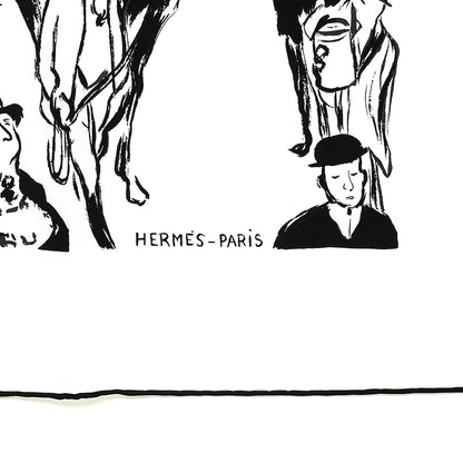 Hermes Silk Paddock Scarf 90 Blanc Noir Blanc 2 of 7