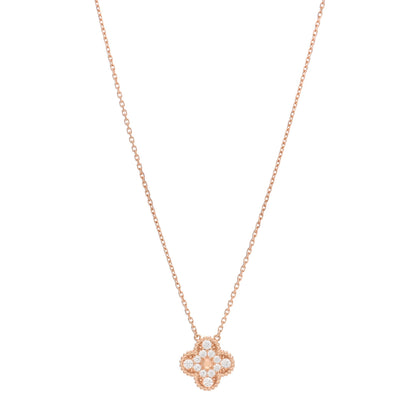 Van Cleef & Arpels 18K Rose Gold Diamond Vintage Alhambra Pendant Necklace 1 of 7