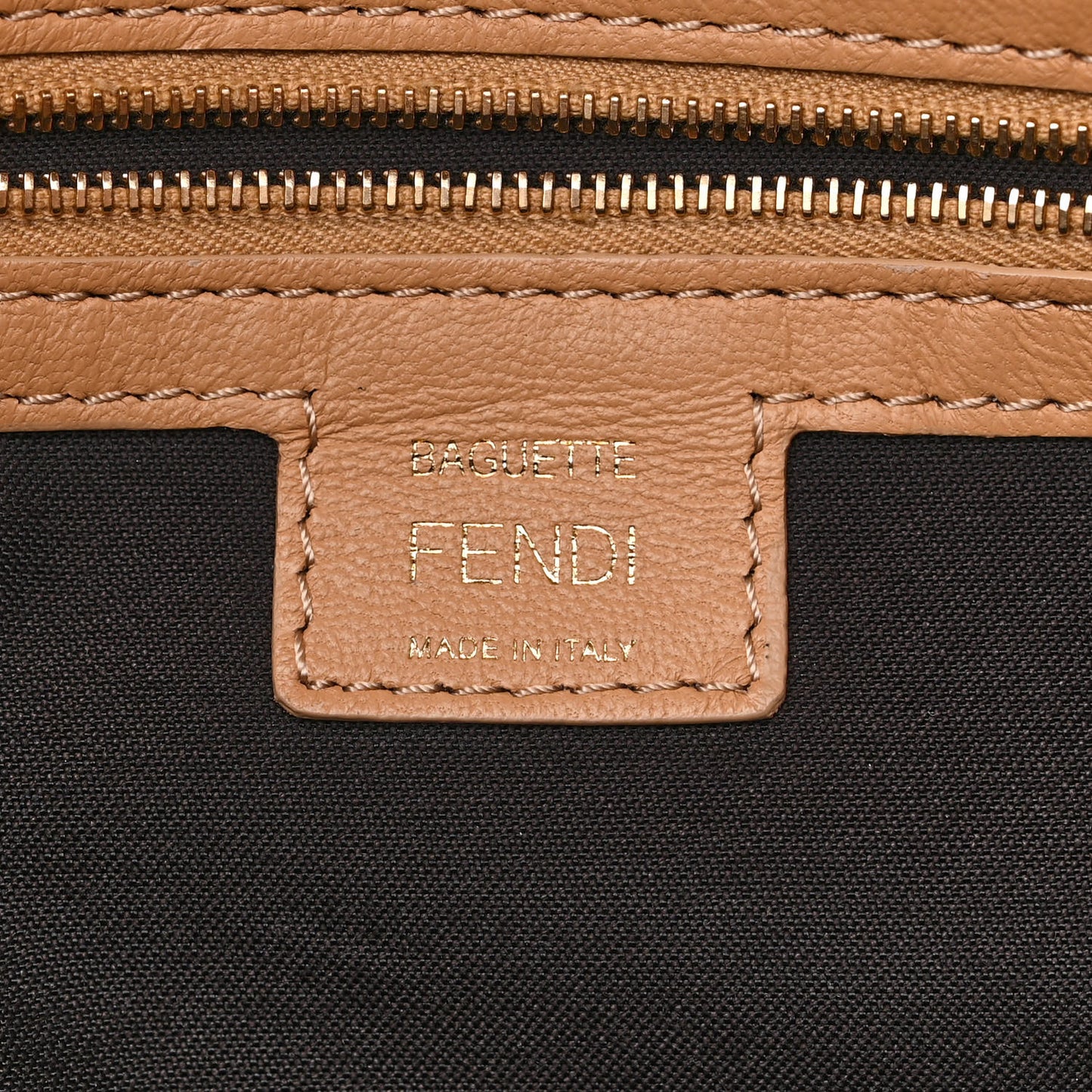 Nappa FF 1974 Embossed Baguette Miele Scuro