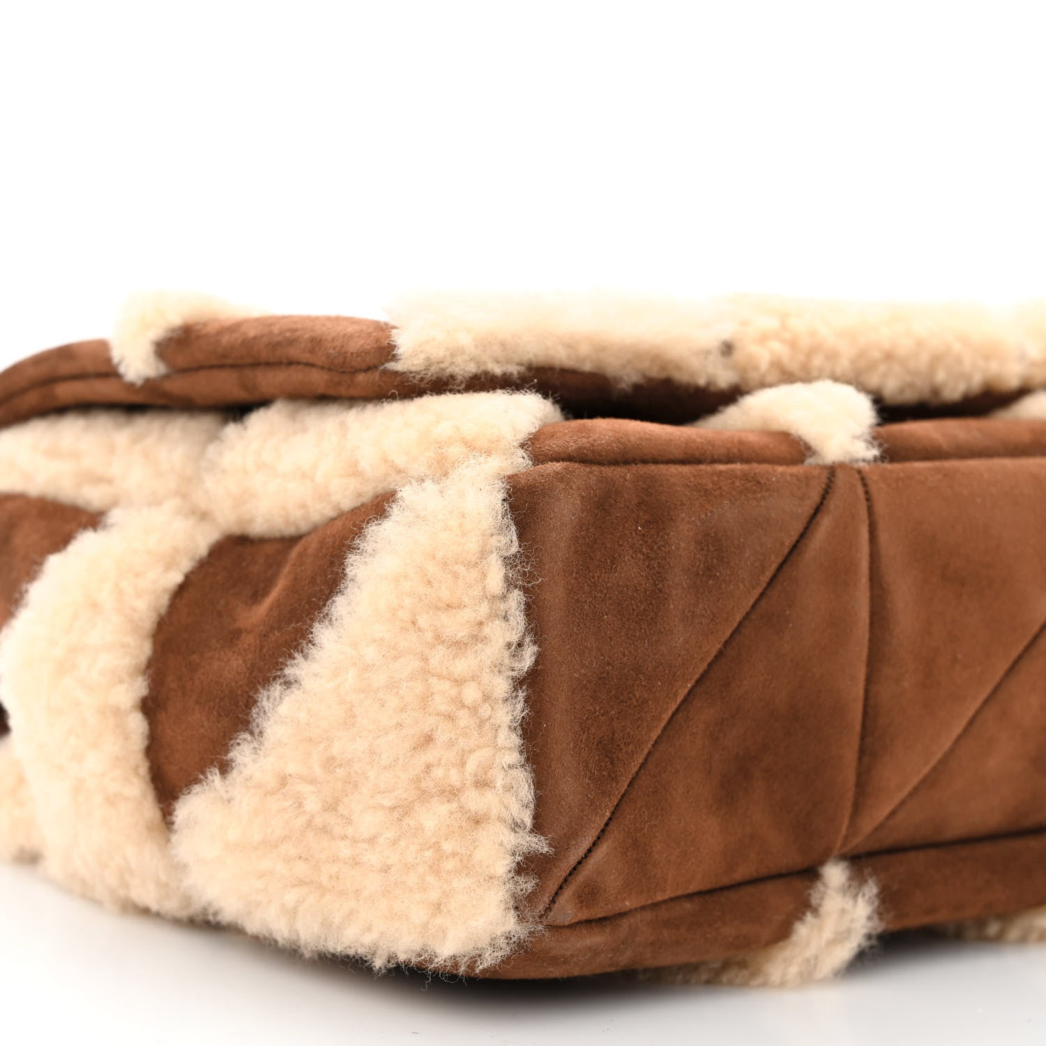 Saint Laurent Suede Shearling Patchwork Monogram Medium Jamie Brown Beige 9 of 10