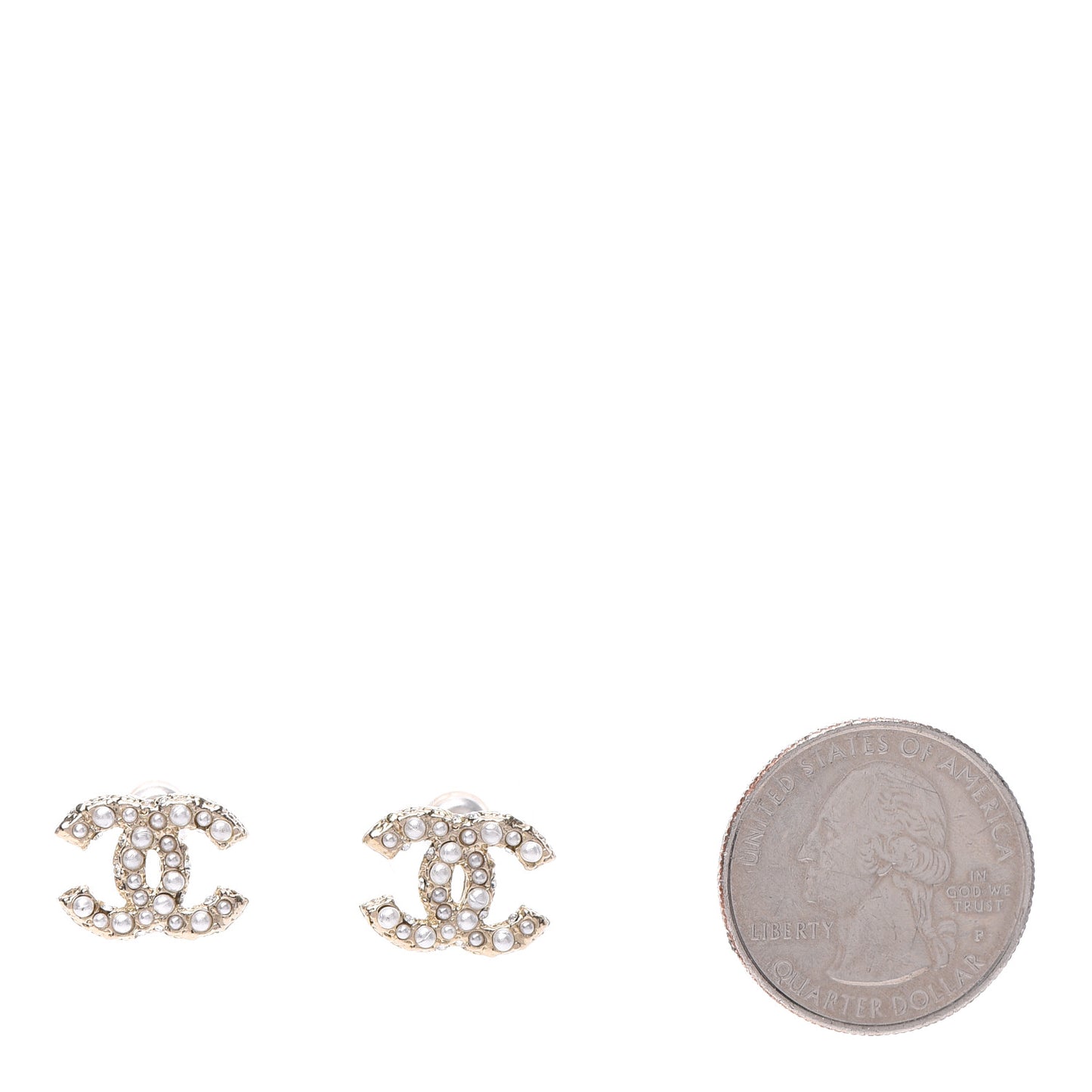 Pearl Crystal CC Earrings Gold