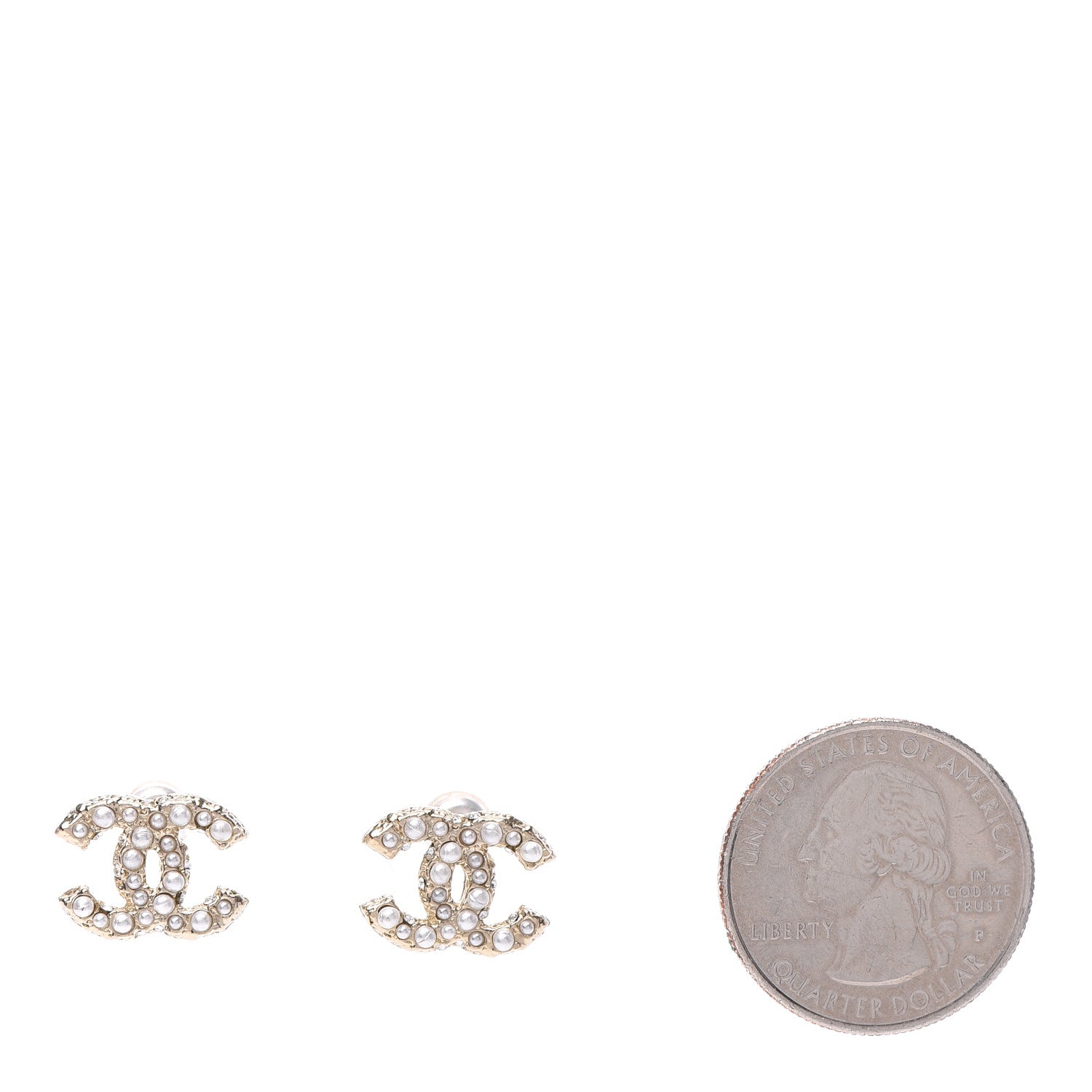 Chanel Pearl Crystal CC Earrings Gold 2 of 5