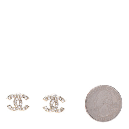 Chanel Pearl Crystal CC Earrings Gold 2 of 5