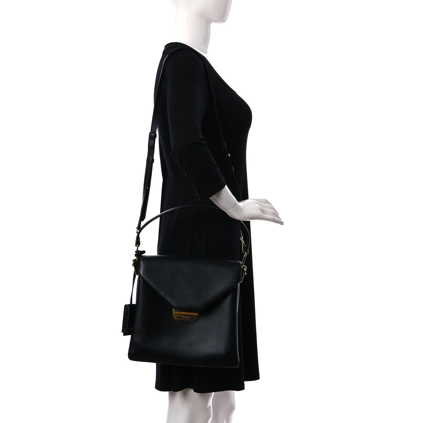 New Calfskin Ingrid Top Handle Bag Black