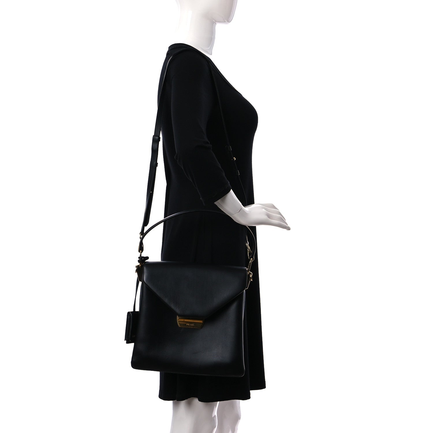 Prada New Calfskin Ingrid Top Handle Bag Black 2 of 9