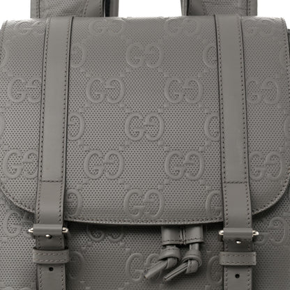 Gucci Calfskin GG Tennis Embossed Double Buckle Backpack Grey 7 of 13