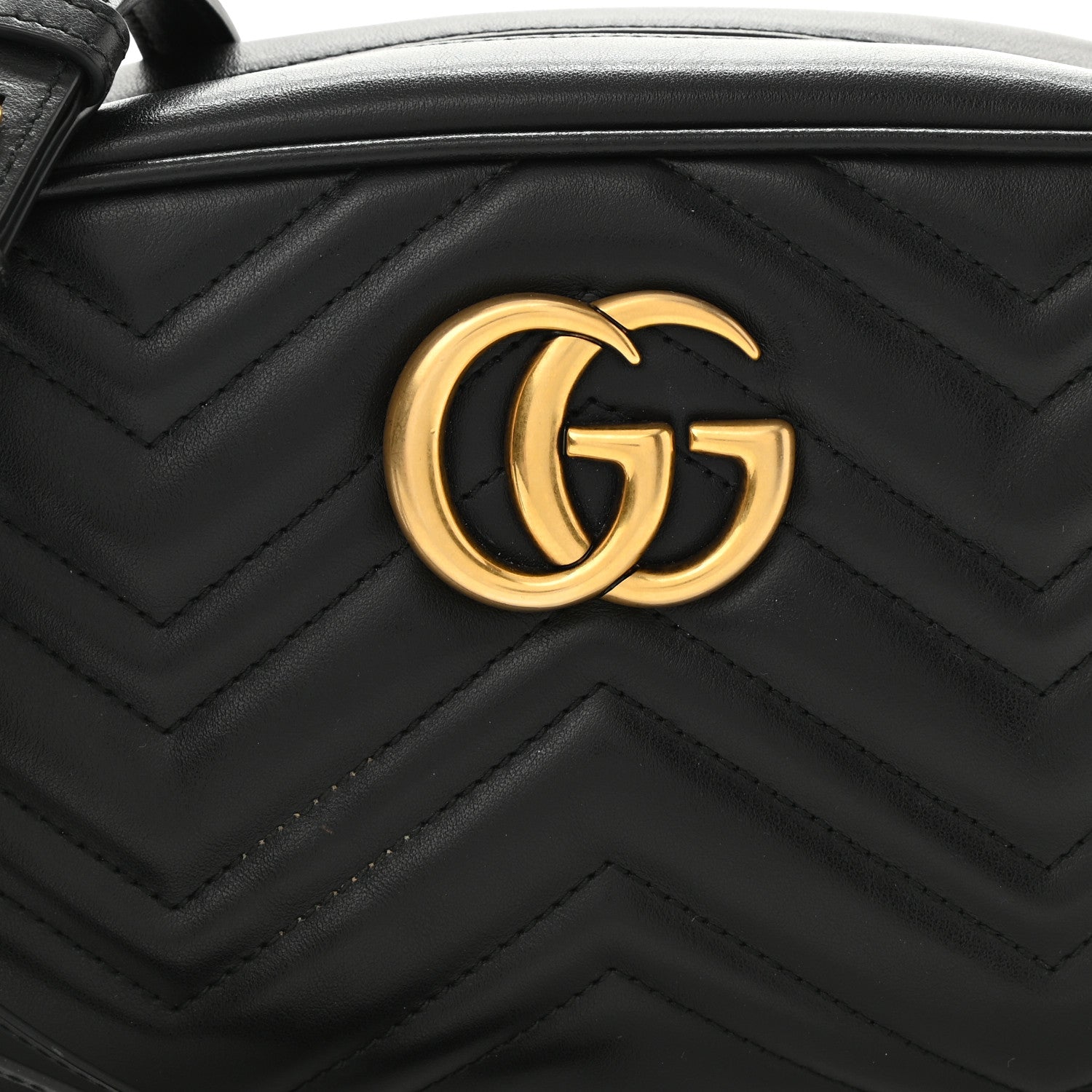 Gucci Calfskin Matelasse Small GG Marmont Chain Shoulder Bag Black 9 of 11