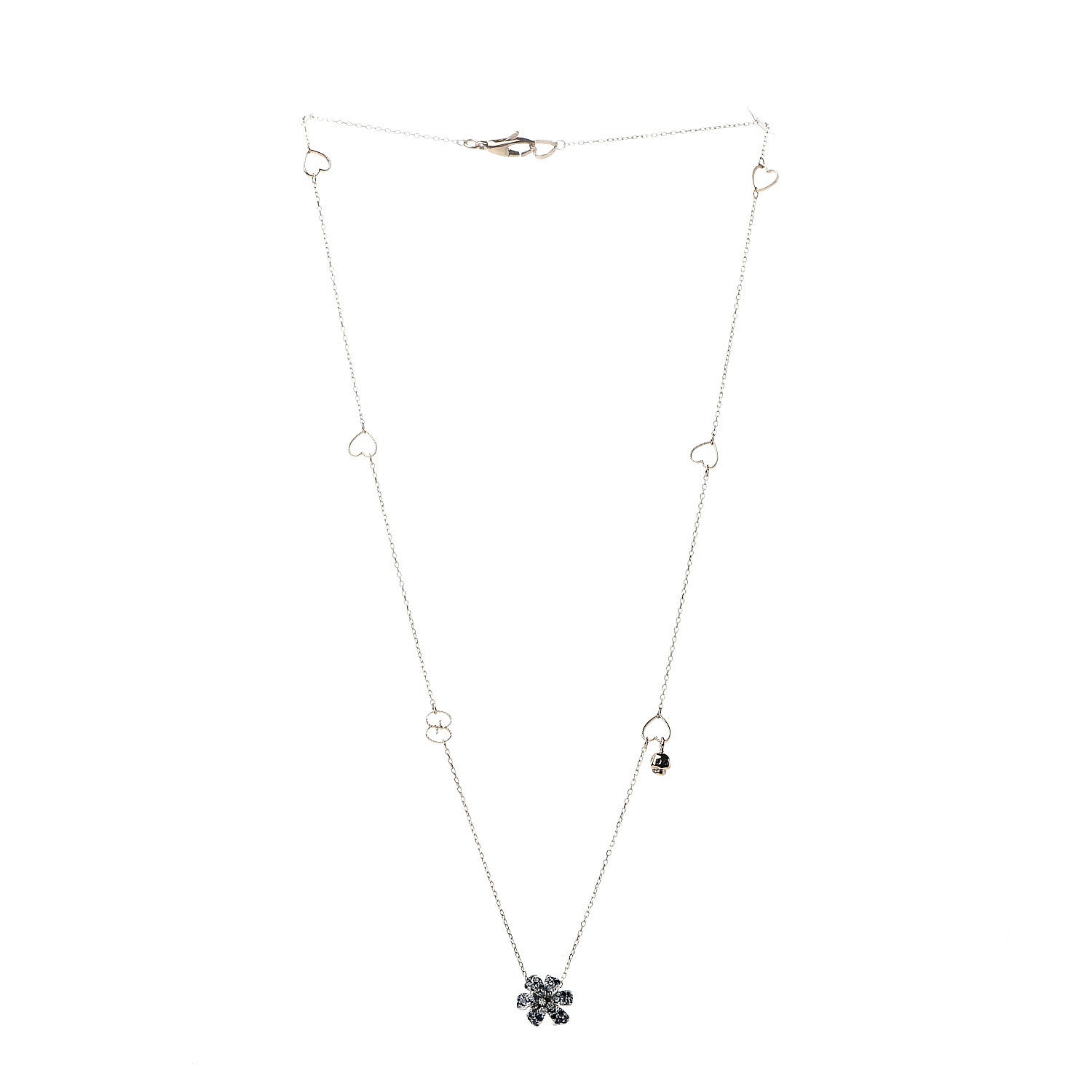 Gucci 18K Rose Gold Diamond Blue Sapphire Flower Pendant Necklace 2 of 6