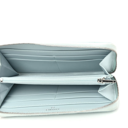 Chanel Caviar Quilted Large Gusset Zip Around Wallet Light Blue 5 of 9