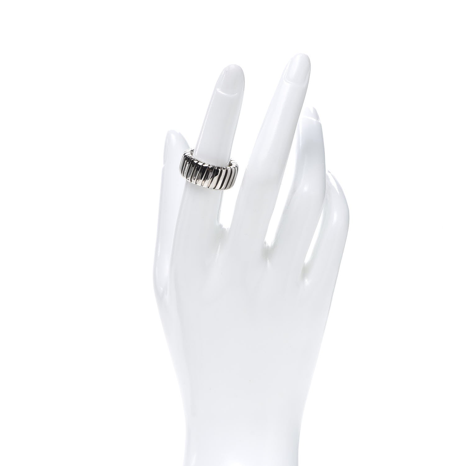 Bulgari 18K White Gold Tubogas Band Ring 52 6 2 of 5
