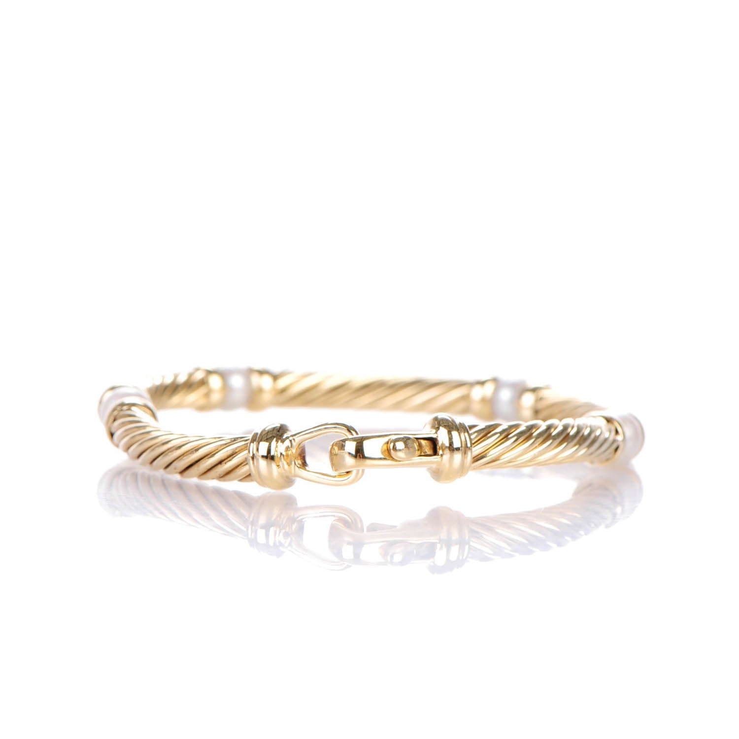 David Yurman Sterling 18k Yellow Gold Pearl 5mm Hampton Bracelet 3 of 6