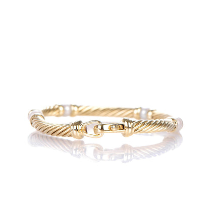 David Yurman Sterling 18k Yellow Gold Pearl 5mm Hampton Bracelet 3 of 6