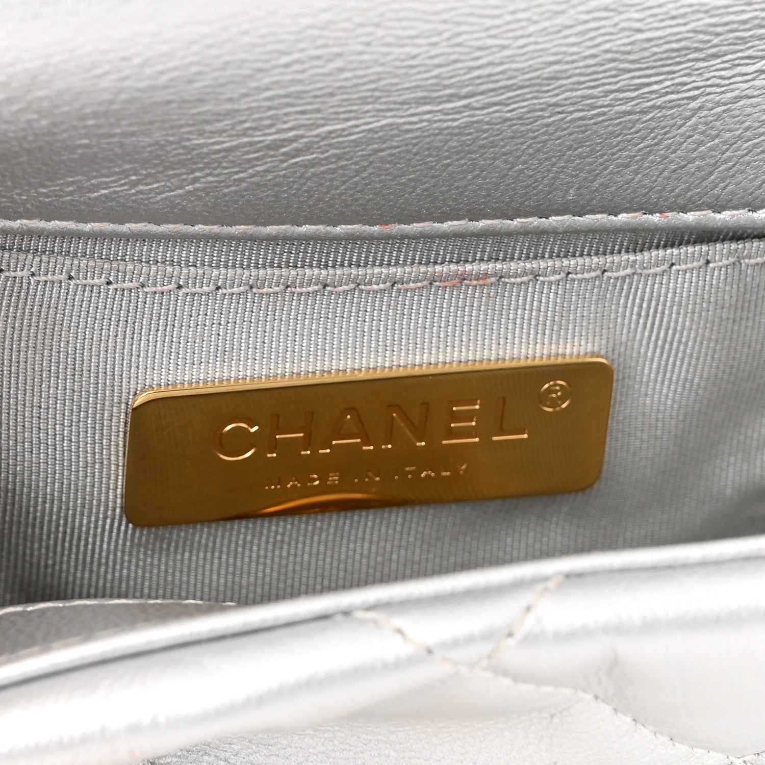 Chanel Metallic Goatskin Quilted Chanel 19 Waist Bag Silver 6 of 10