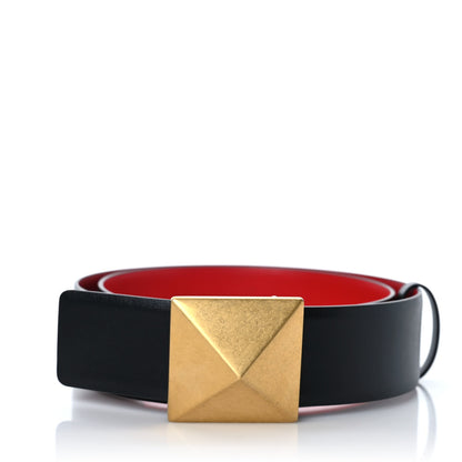 Valentino Garavani Glossy Calfskin One Stud Reversible Belt 70 28 Black Pure Red 1 of 5