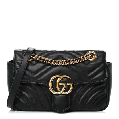 Gucci Calfskin Matelasse Mini GG Marmont Shoulder Bag Black 1 of 4