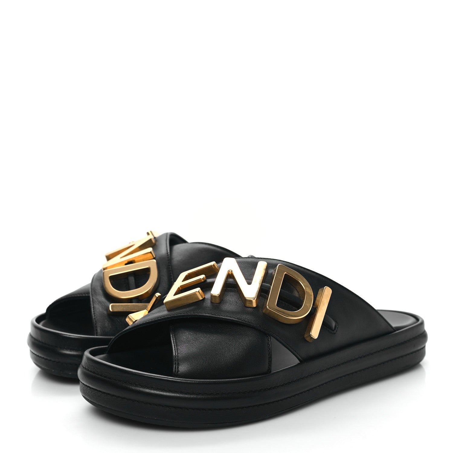 Fendi Vitello Womens Fendigraphy Slide Sandals 36 Black 3 of 7