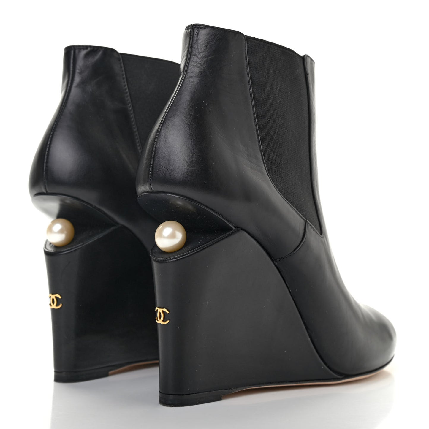 Lambskin Pearl CC Ankle Boots 39 Black