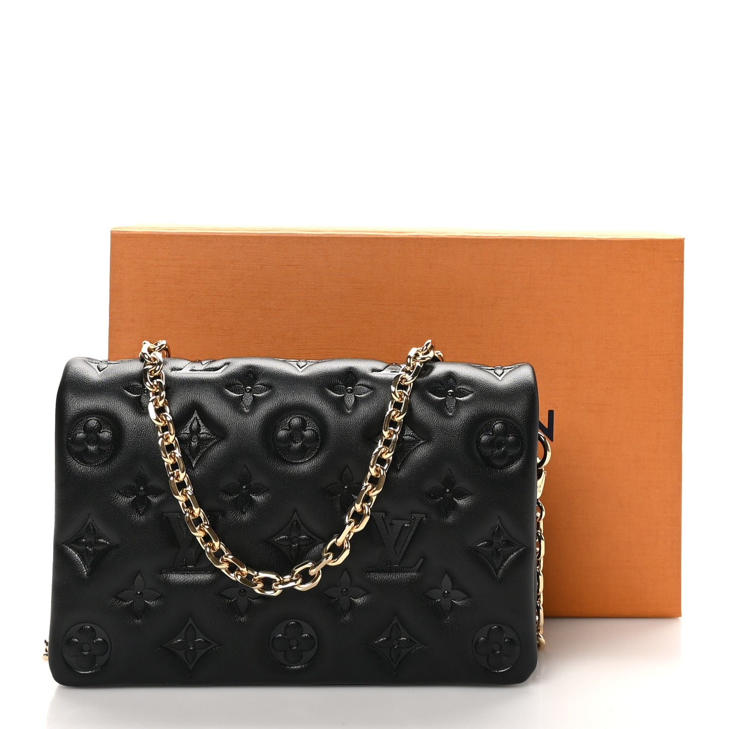 Lambskin Embossed Monogram Pochette Coussin Black