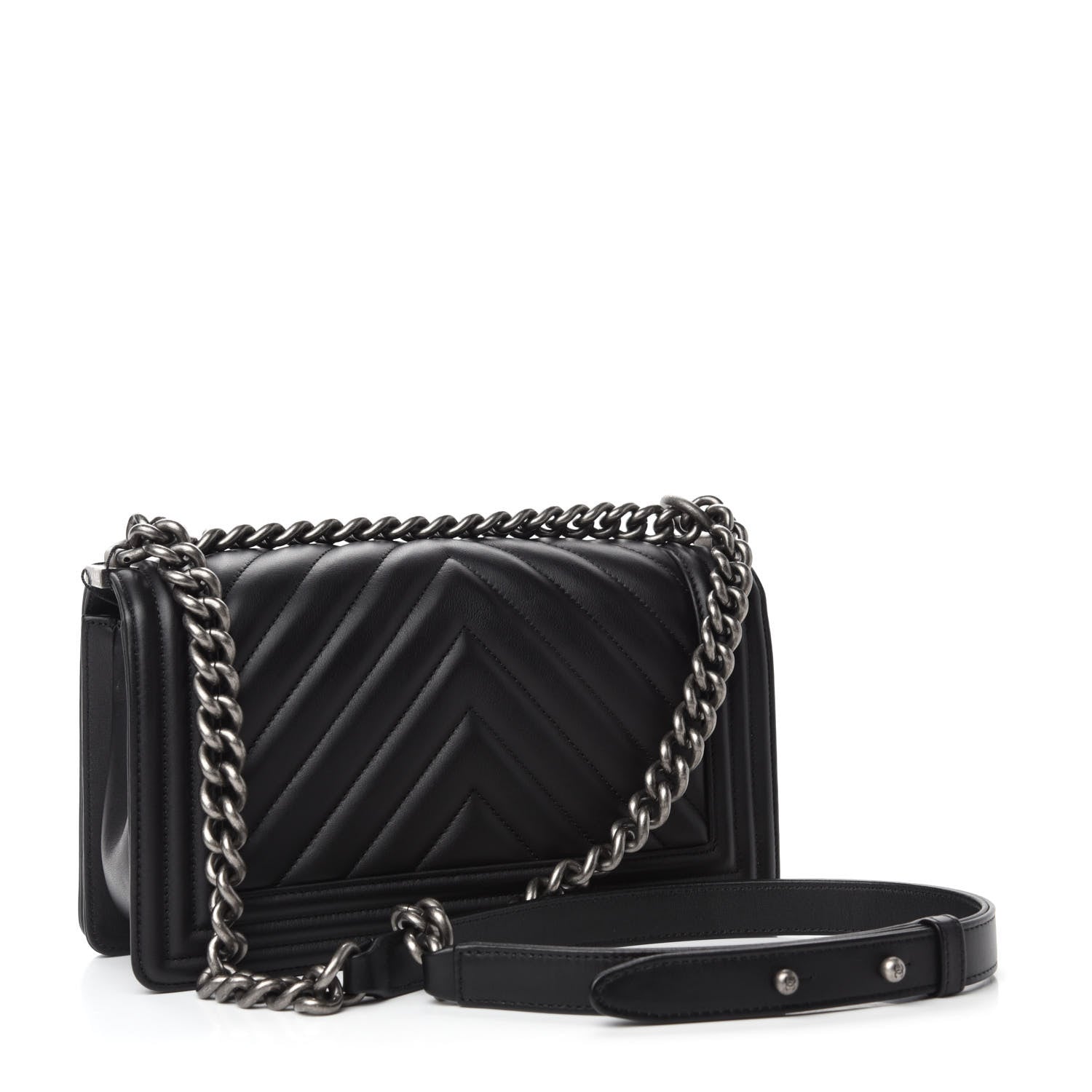 Chanel Lambskin Chevron Quilted Medium Boy Flap Black 3 of 13