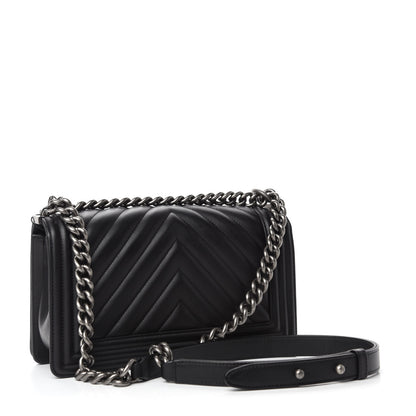 Chanel Lambskin Chevron Quilted Medium Boy Flap Black 3 of 13